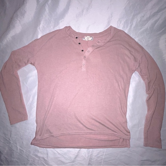 Women’s Small Mauve Pink Long Sleeve Pink Rose Vintage Ultra Soft Button Top - Picture 1 of 6